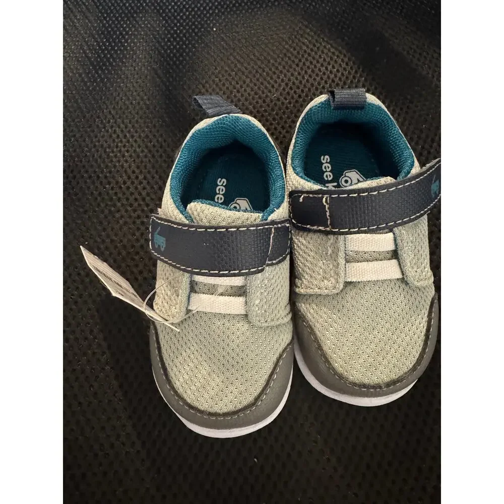 NWT Toddler See Kai Run Gray Blue Basics Stryker Sneakers - Size 4T